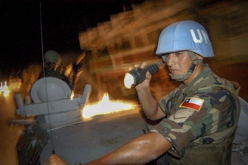 Jul 2004 Cap Haitien, chilenan soldiers patrolling with tank
Lorenzo Moscia/GraziaNeri